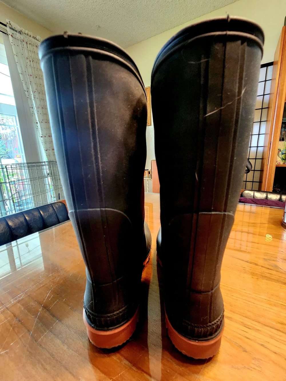 Black Waterproof Rain Boots with Brown Outsole